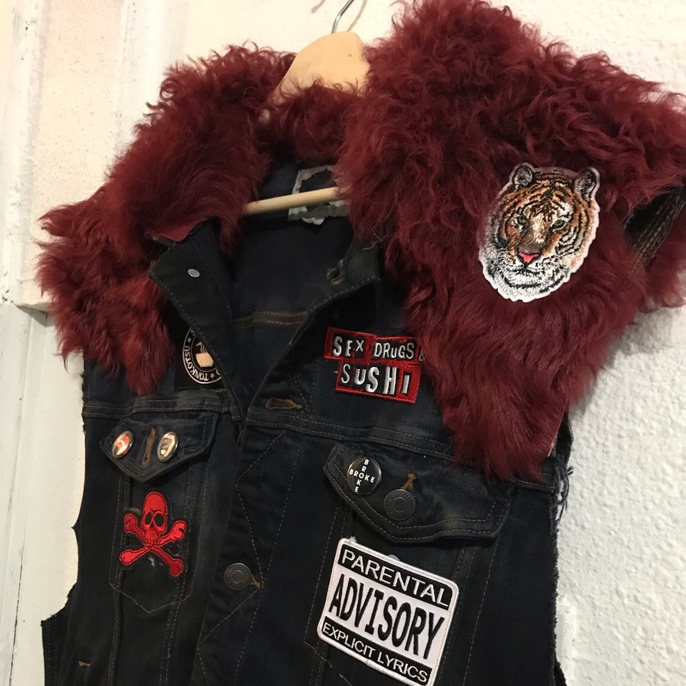 Custom sleeveless jean jacket